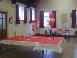 Setting for an Anniversary Party at Beoley Village Hall