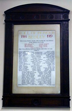 Beoley First World War Roll of Honour